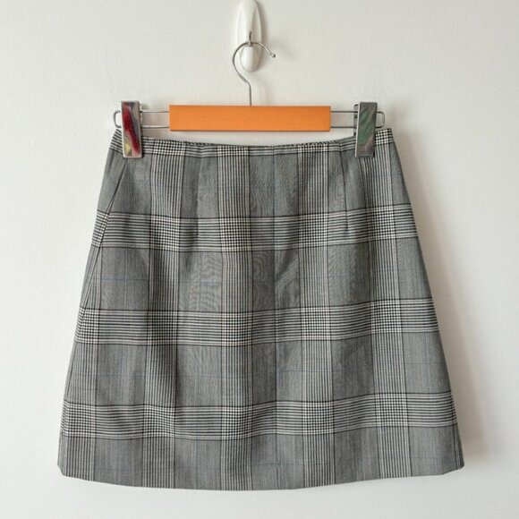 Aritzia Sunday Best Yuri Button Up Plaid Mini Grey Check Skirt Size 0 - Picture 4 of 6